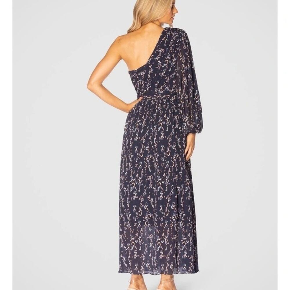 Pilgrim Leah One Shoulder Midi Dress Blue with Floral Design NWT Size 4